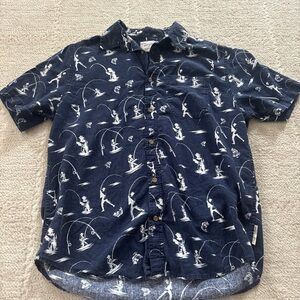 Field & Stream Dark Blue Fishing Pattern Shirt
